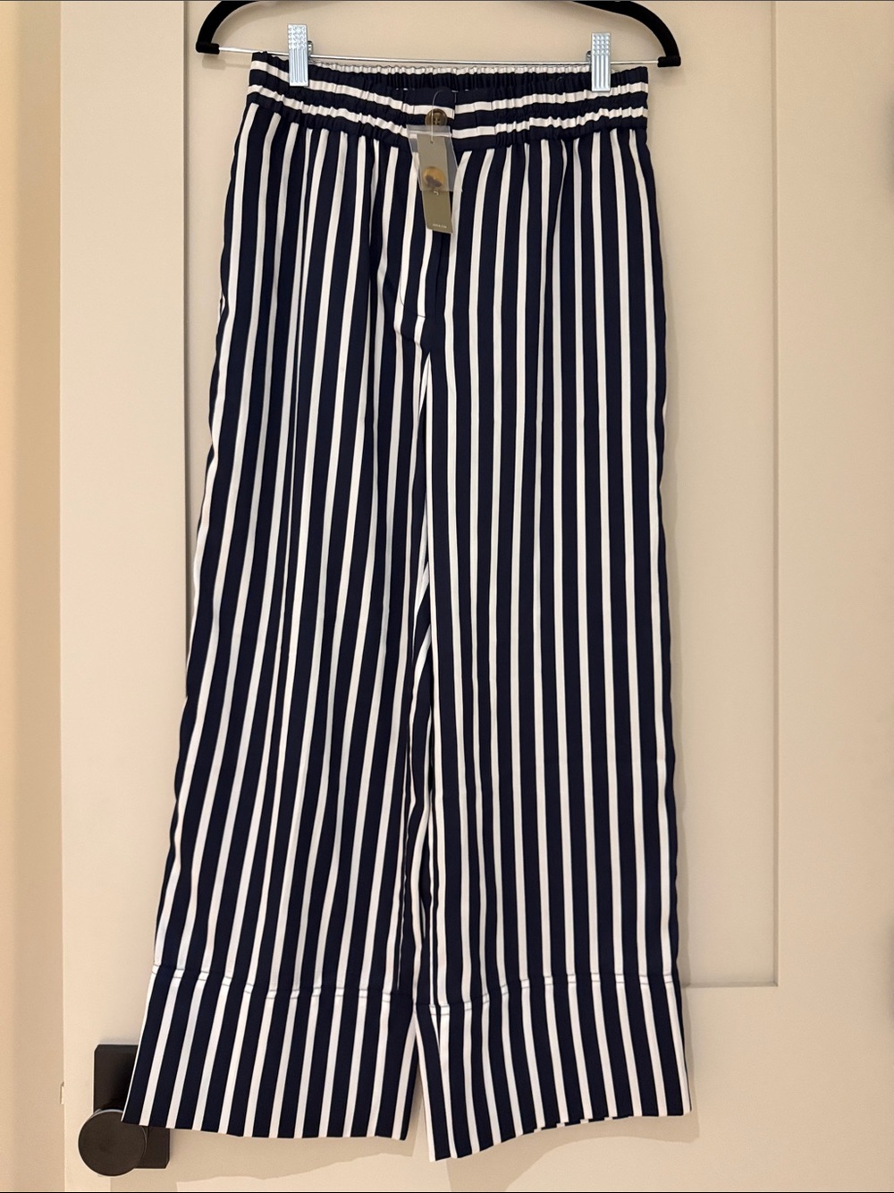 NWT, J. Crew Striped Wide-Leg Women’s Pants - Navy & White